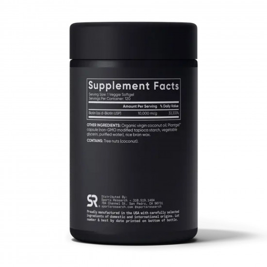 Sport Research Biotin 10,000mcg - 120 veg softgels 2023-10-3447 Sport Research Biotin 10,000mcg - 120 veg softgels 2023-10-3447