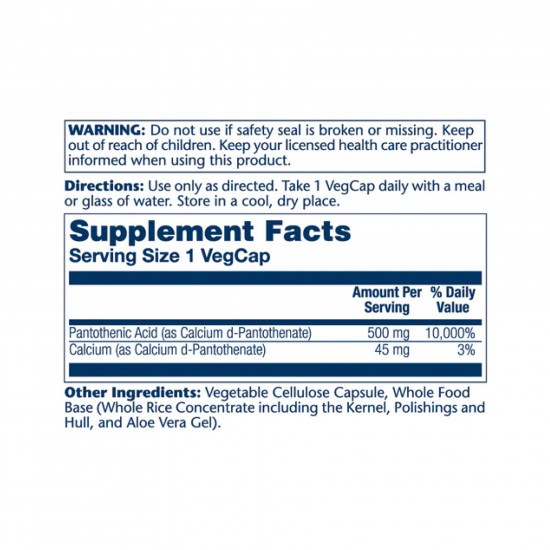 Solaray Pantothenic Acid 500mg - 100 veg caps 2023-10-3579 Solaray Pantothenic Acid 500mg - 100 veg caps 2023-10-3579