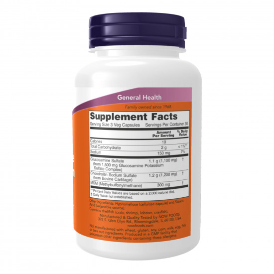 Now Foods Glucosamine & Chondroitin with MSM - 180 vcaps 2023-10-3872 Now Foods Glucosamine & Chondroitin with MSM - 180 vcaps 2023-10-3872