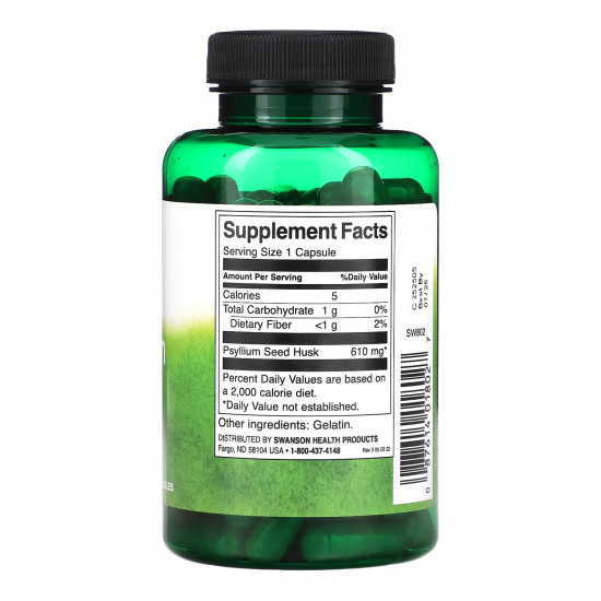 Swanson Psyllium Husks 610mg - 100 caps 2023-10-4071 Swanson Psyllium Husks 610mg - 100 caps 2023-10-4071
