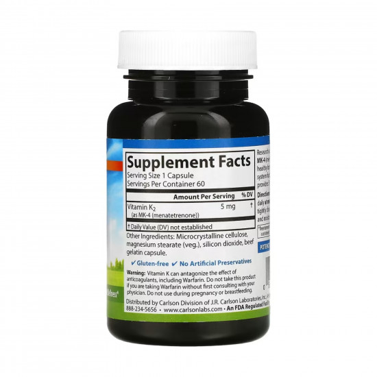 Carlson Laboratories Vitamin K2 MK-4 - 60 caps 2023-10-4553 Carlson Laboratories Vitamin K2 MK-4 - 60 caps 2023-10-4553