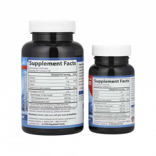 Carlson Laboratories Super Omega-3 Gems 100+30 - 130 softgels 2023-10-4560 Carlson Laboratories Super Omega-3 Gems 100+30 - 130 softgels 2023-10-4560
