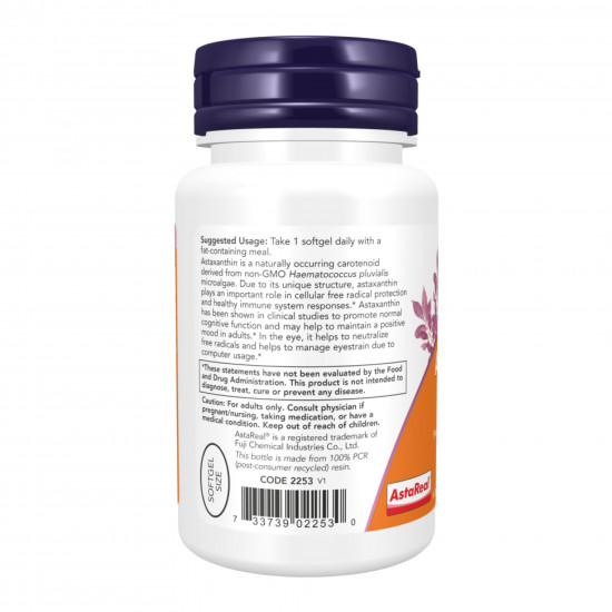 Now Foods Astaxanthin 12 mg Triple Strength - 60 softgels 2023-10-4599 Now Foods Astaxanthin 12 mg Triple Strength - 60 softgels 2023-10-4599