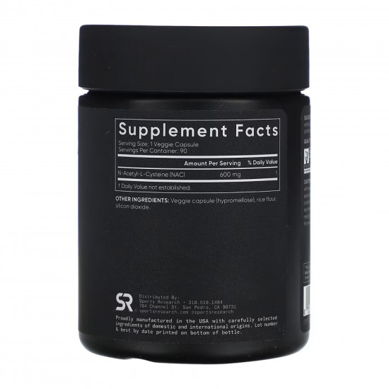 Sport Research NAC - N-Acetyl-L-Cysteine 600mg - 90 vcaps 2023-10-5041 Sport Research NAC - N-Acetyl-L-Cysteine 600mg - 90 vcaps 2023-10-5041