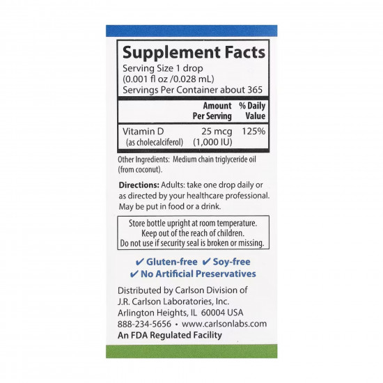 Carlson Laboratories Super Daily D3 1000IU - 10.3 mL 2023-10-5151 Carlson Laboratories Super Daily D3 1000IU - 10.3 mL 2023-10-5151
