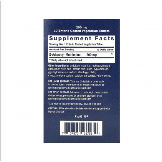 Life Extension SAMe 200mg - 30 enteric-coated vegetarian tabs 2023-10-5458 Life Extension SAMe 200mg - 30 enteric-coated vegetarian tabs 2023-10-5458