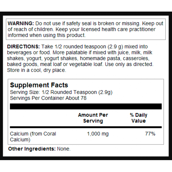 KAL Coral Calcium Powder 1000mg - 8oz (До 12.25) 2023-10-5669 KAL Coral Calcium Powder 1000mg - 8oz (До 12.25) 2023-10-5669
