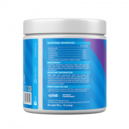 VPLab BCAA 8:1:1 - 300g Mango 2023-10-5724 VPLab BCAA 8:1:1 - 300g Mango 2023-10-5724