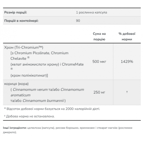 Tri-Chromium 500mcg - 90 vcaps Tri-Chromium 500mcg - 90 vcaps
