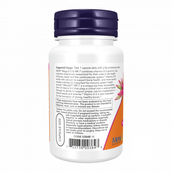 Now Foods MEGA D-3 & MK-7 - 120 vcaps 2022-10-2058