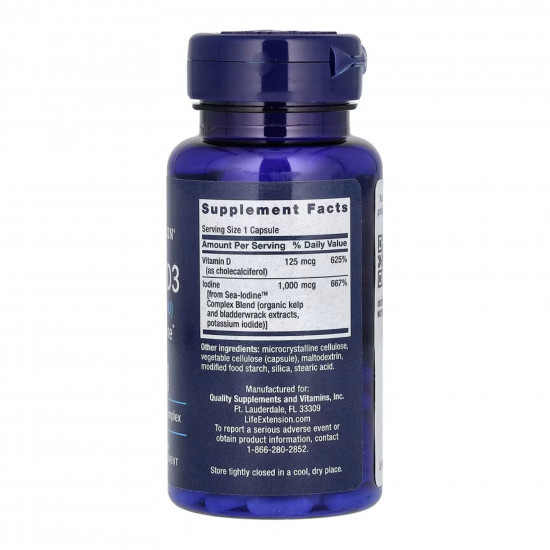 Life Extension Vit D3 with Sea-Iodine™ 125 mcg (5000 IU) - 60 caps 2022-10-1914