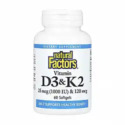 Vitamin D3 & K2 25 mcg (1000 IU) & 120 mcg - 60 softgels