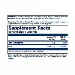 Biotin 5000mcg - 60 Lozenges Natural Peach, Strawberry, Banana