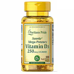 Vitamin D3 250mcg(10000 IU) Mega-Potency - 100 softgels