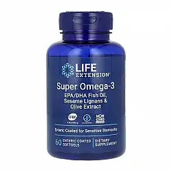 Super Omega-3 EPA/DHA Fish Oil Sesame Lignans & Olive Extract Enteric Coated - 60 softgels