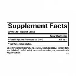 N-Acetyl-L-Cysteine Amino Acid 600mg - 60 vcaps