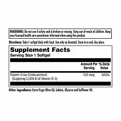D-3 5000 IU 125mcg - 90 Softgel