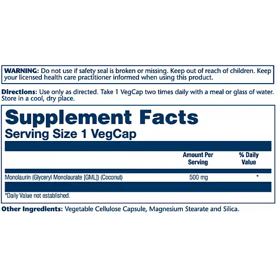Swanson Monolaurin 500mg - 60 vcaps (До 10.26) 2024-11-0324
