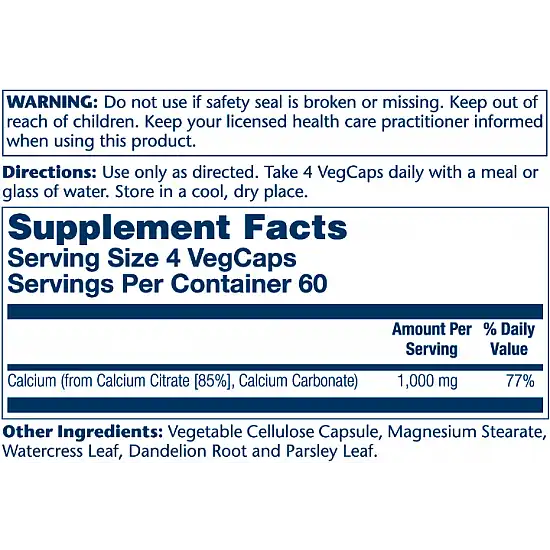 Solaray Calcium Citrate 1000mg - 240 vcaps 2022-10-2447