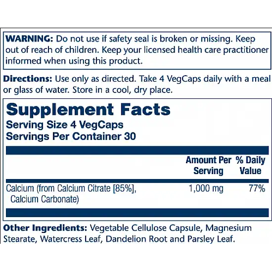 Solaray Calcium Citrate 1000mg - 120 vcaps (Пошкоджена банка) 2024-11-0234