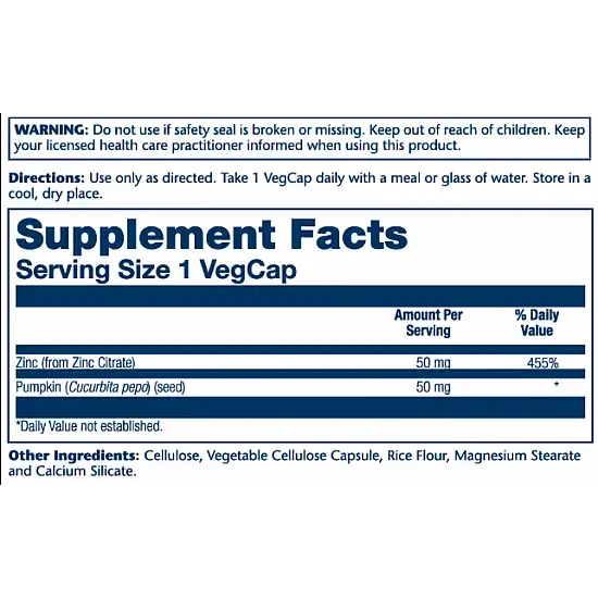 Solaray Zinc Citrate 50mg - 60 vcaps 2022-10-2448