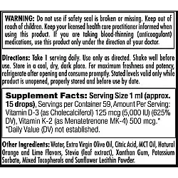 D3 K2 DropIns 125mcg - 2 oz Citrus
