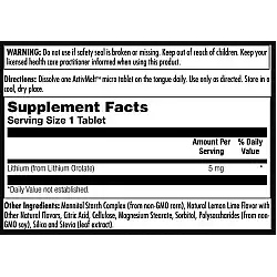 Lithium Orotate 5mg - 90 tabs Lemon Lime