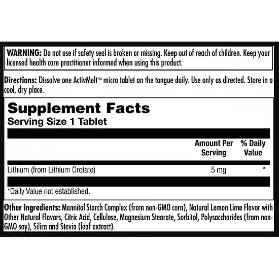 KAL Lithium Orotate 5mg - 90 tabs Lemon Lime 2022-10-1001