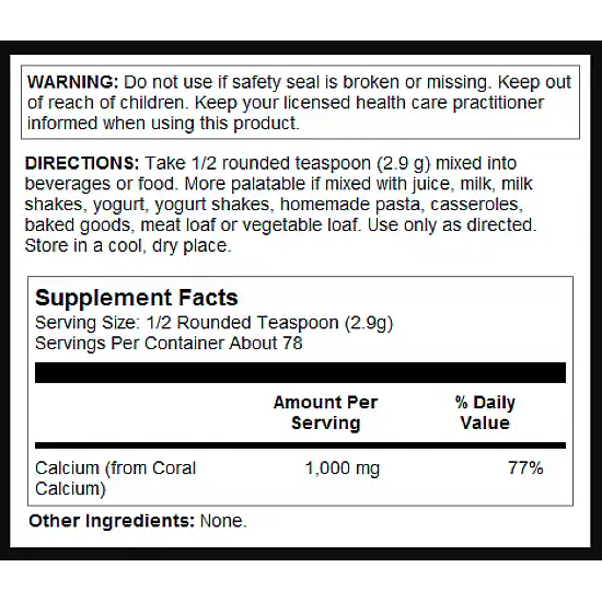 KAL Coral Calcium Powder 1000mg - 8oz 2022-10-1003