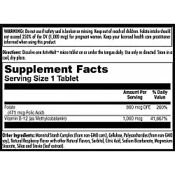 Folic Acid Methyl B-12 800mcg - 60 tabs Raspberry