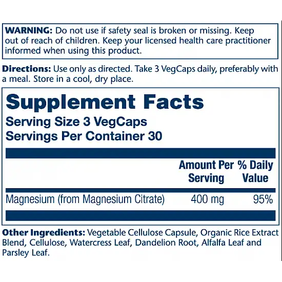 Solaray Magnesium Citrate 400mg - 90 vcaps (Пошкоджена банка) 2023-10-7825