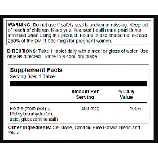 KAL Methyl Folate 400mcg - 90 tabs 2022-10-1009