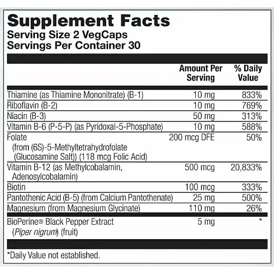 KAL Stress B Magnesium Glycinate - 60 vcaps (Повреждена банка) 2023-10-7792