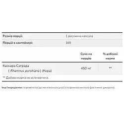 Cascara Sagrada 450 mg - 100 vcaps (Пошкоджена банка)