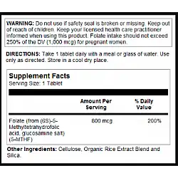 Methyl Folate 800mcg - 90 tabs