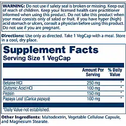 Betaine HCl 250mg - 180 vcaps