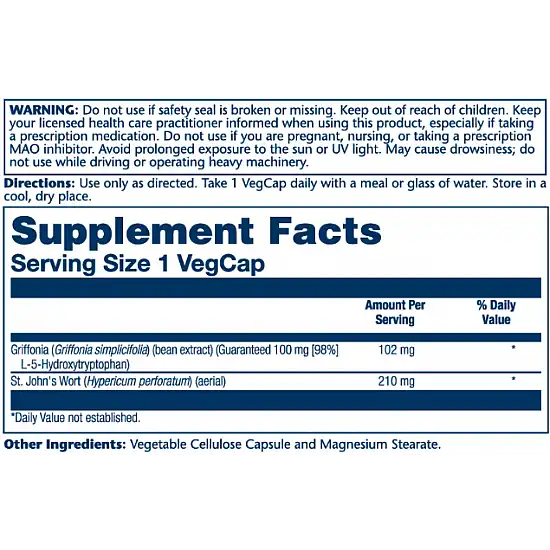 Solaray Guaranteed Potency 5-HTP + St. John's 100mg - 30 vcaps 2022-10-1018