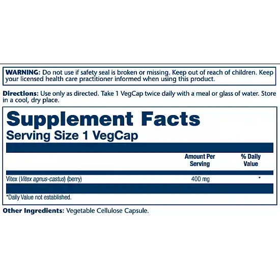 Solaray Vitex Berry Extract 400mg - 100 vcaps 2022-10-1019