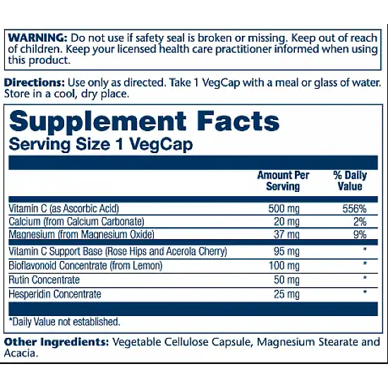 Solaray Vitamin C with Bioflavonoid Concentrate 500mg - 100 vcaps 2022-10-1024