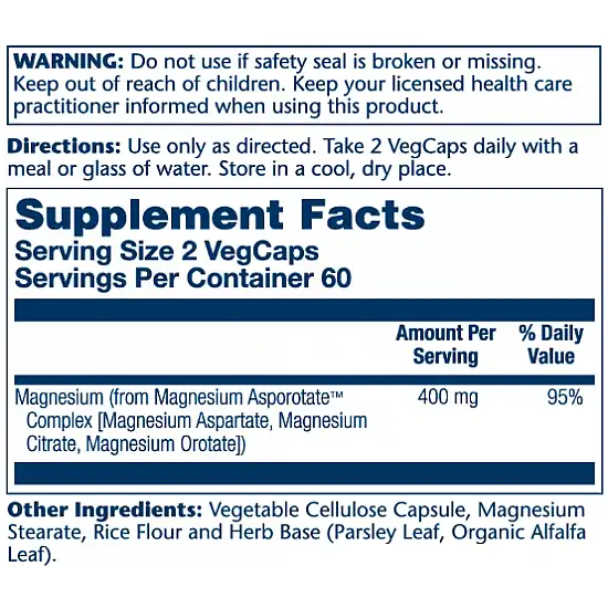 Solaray Magnesium Asporotate 400mg - 120 vcaps 2022-10-1025