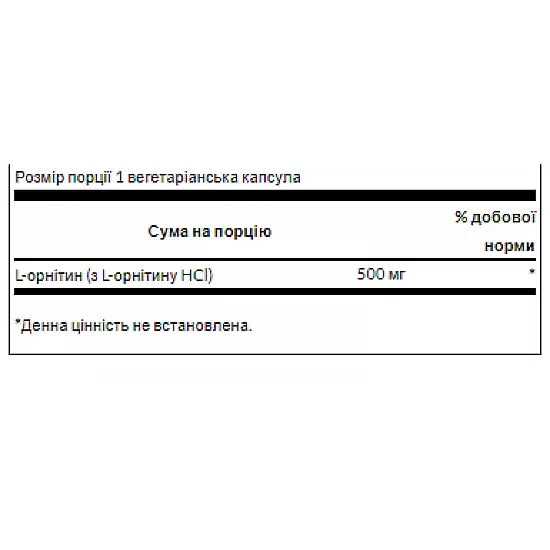 Swanson L-Ornithine 500mg - 60veg caps 100-61-9375788-20