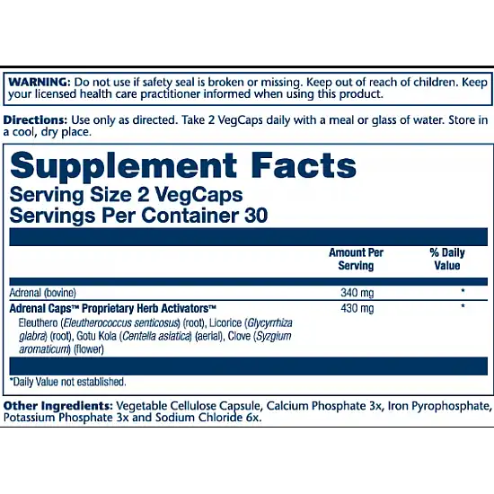 Solaray Adrenal 170mg - 60 vcaps 2022-10-1027