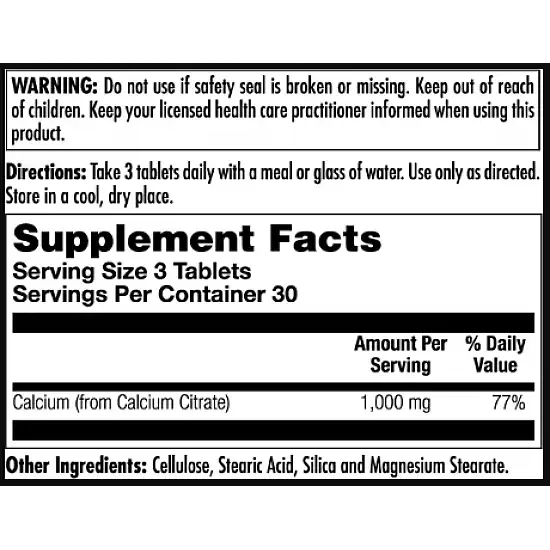KAL Calcium Citrate 1000mg - 90 tabs 2023-10-2160