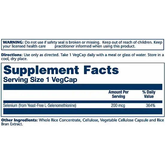 Solaray Selenium Yeast Free 200mcg - 90 vcaps 2022-10-1031