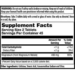Magnesium Malate 400mg - 90 tabs