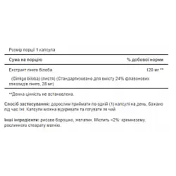 Ginkgo Biloba Standardized Extract 120mg - 100caps