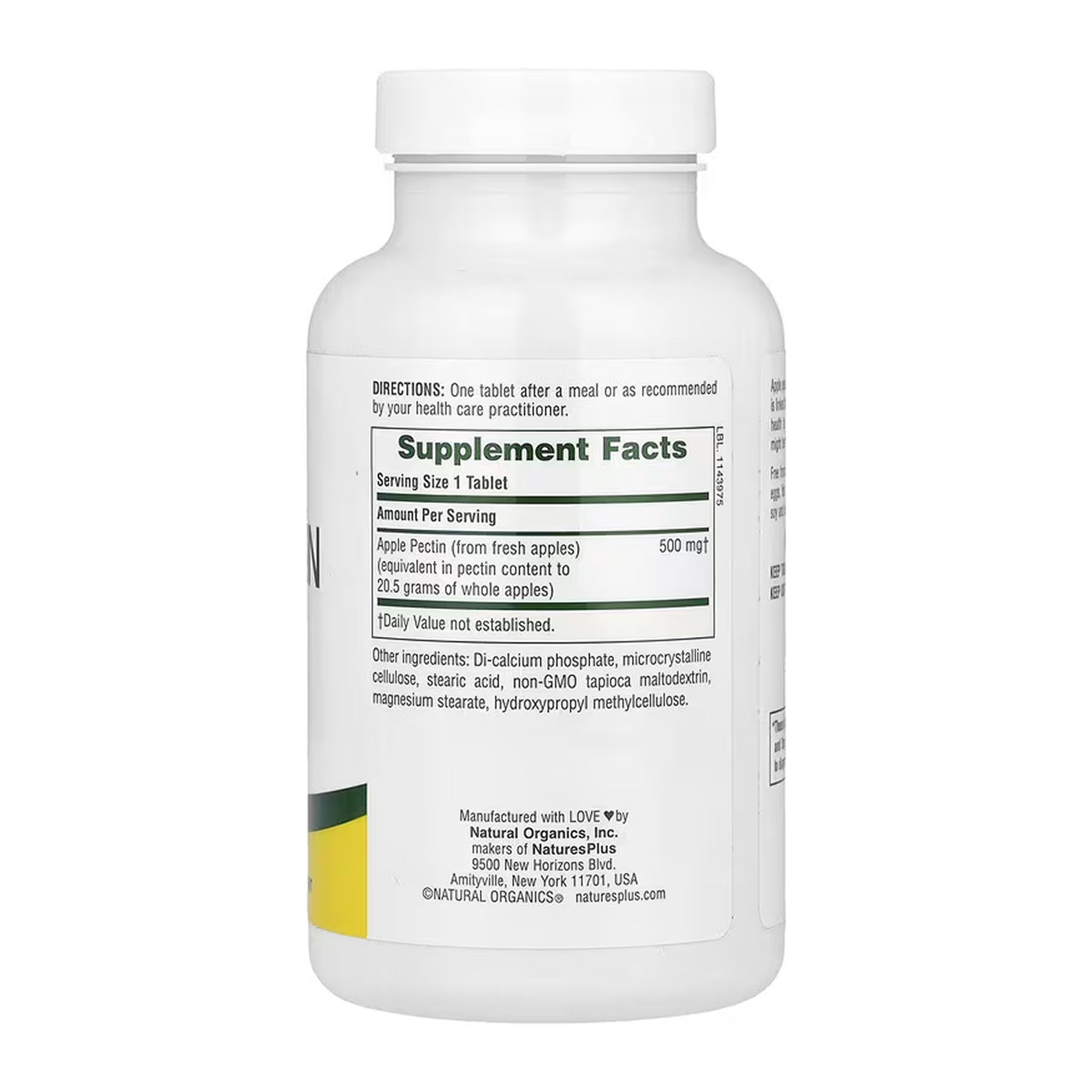 Nature's Way Apple Pectin 500 mg - 180 tabs 2023-10-6424