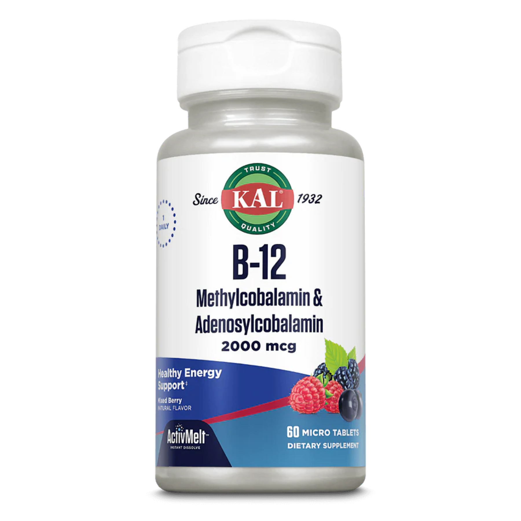 KAL B-12 Methylcobalamin and Adenosylcobalamin 2000mcg - 60 tabs 2022-10-1768