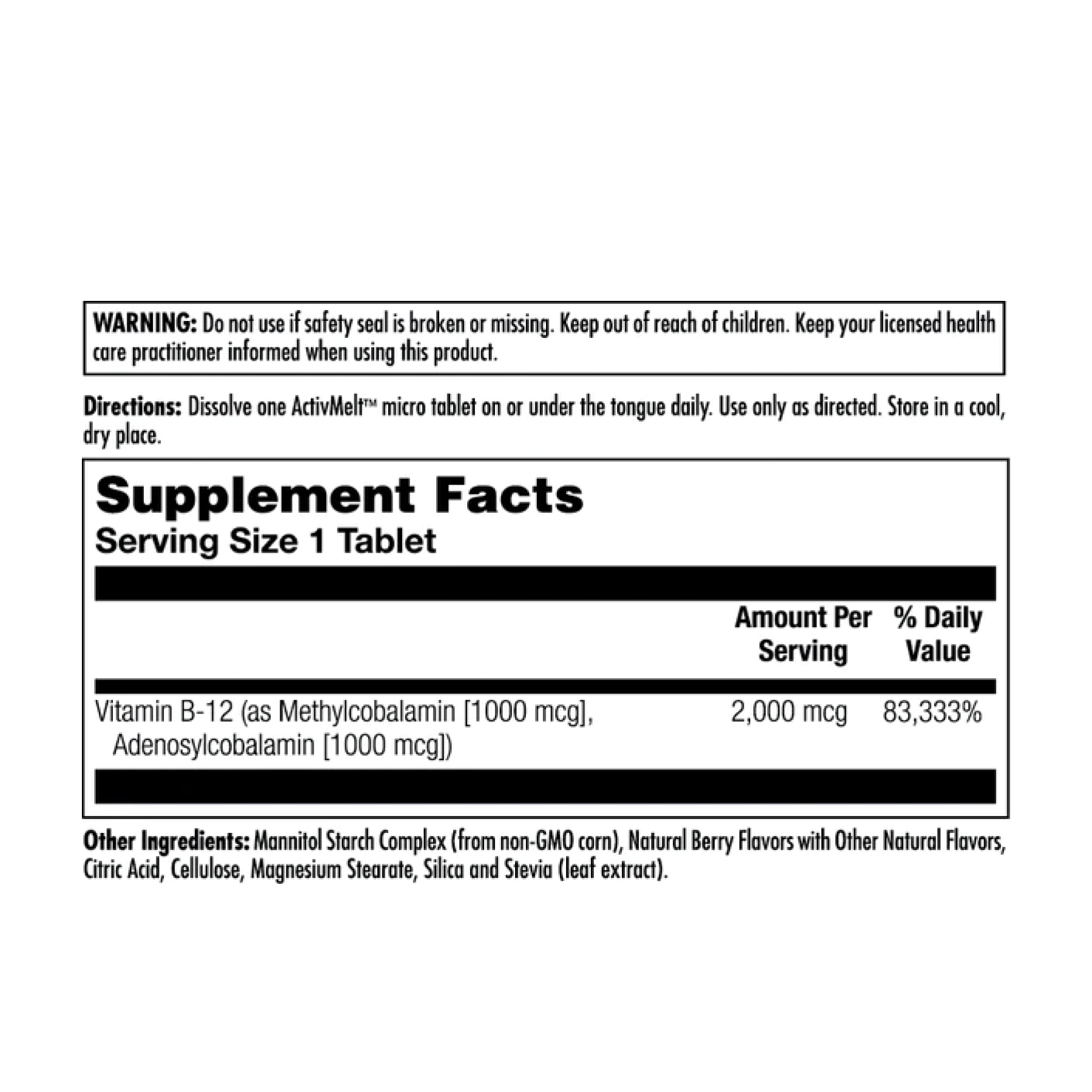 KAL B-12 Methylcobalamin and Adenosylcobalamin 2000mcg - 60 tabs 2022-10-1768