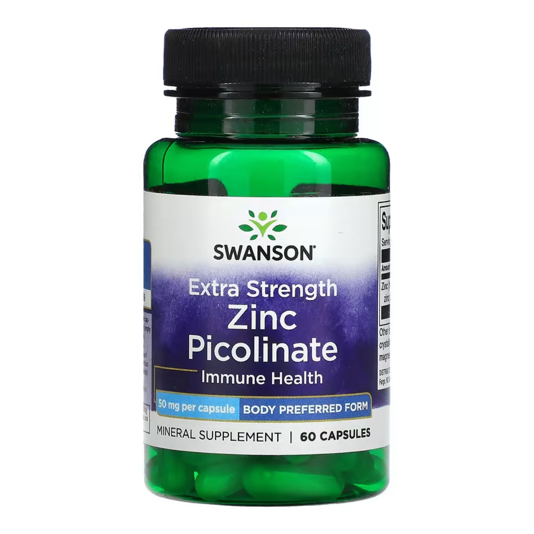 Swanson Extra Strength Zinc Picolinate Body Preferred Form 50mg - 60 caps 2023-10-4068